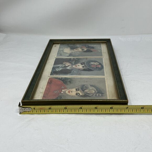VTG Victorian Colette Framed Print Trio Picture French Provincial Lady Woman - Picture 3 of 12